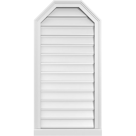Ekena Millwork Octagonal Top Surface Mount PVC Gable Vent w/ 2"W x 2"P Brickmould Sill Frame, 20"W x 40"H GVPOT20X4003SF